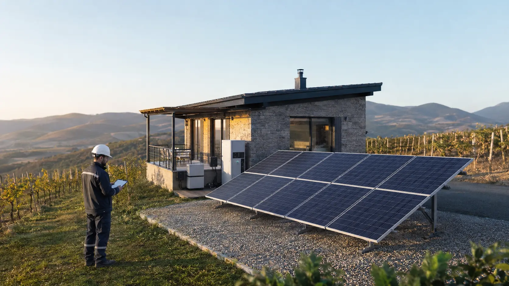 Bağ evi için projelendirilen örnek off-grid güneş enerjisi sistemi